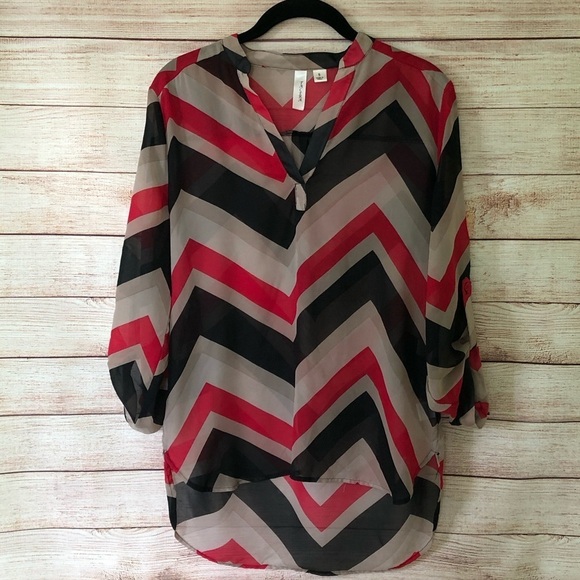 Tacera Chevron Sheer Blouse Size S - Picture 1 of 4